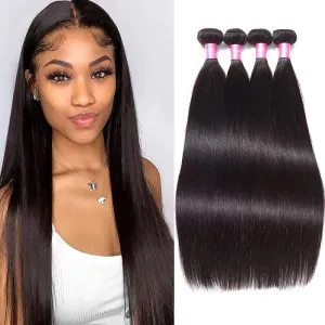 Wavymy Straight Virgin Human Hair Weave 4 Bundles