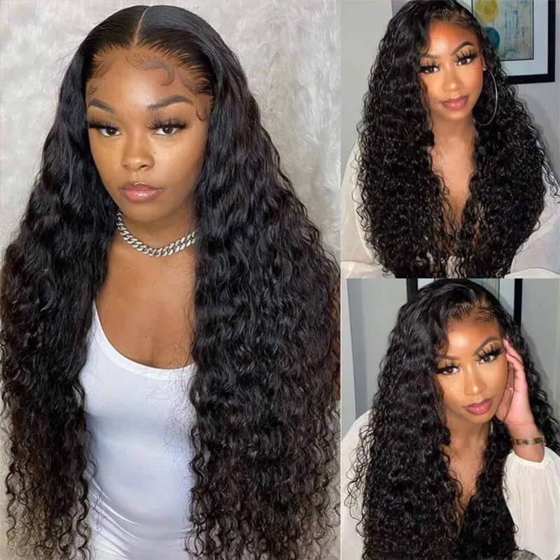Wavymy Water Wave Human Virgin Hair 4 Bundles with 4x4 Lace Closure