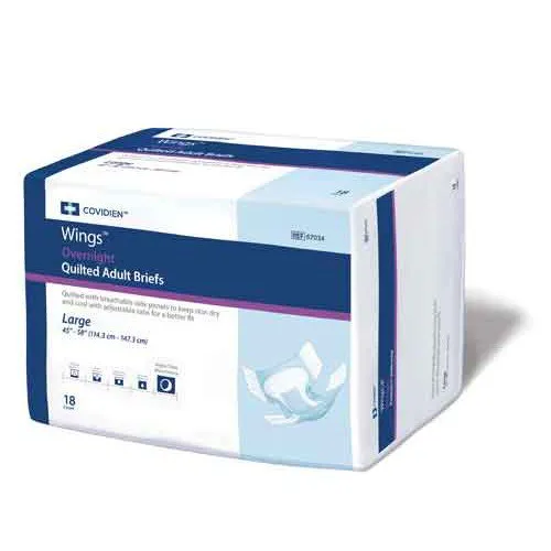 Wings Quilted Overnight Briefs, Large, Pack/18