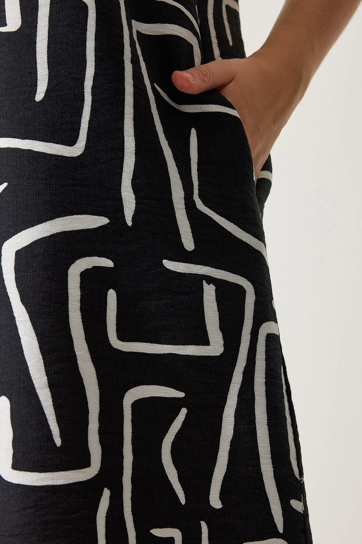 Woman Live Black Patterned Summer Bell Dress BV00053