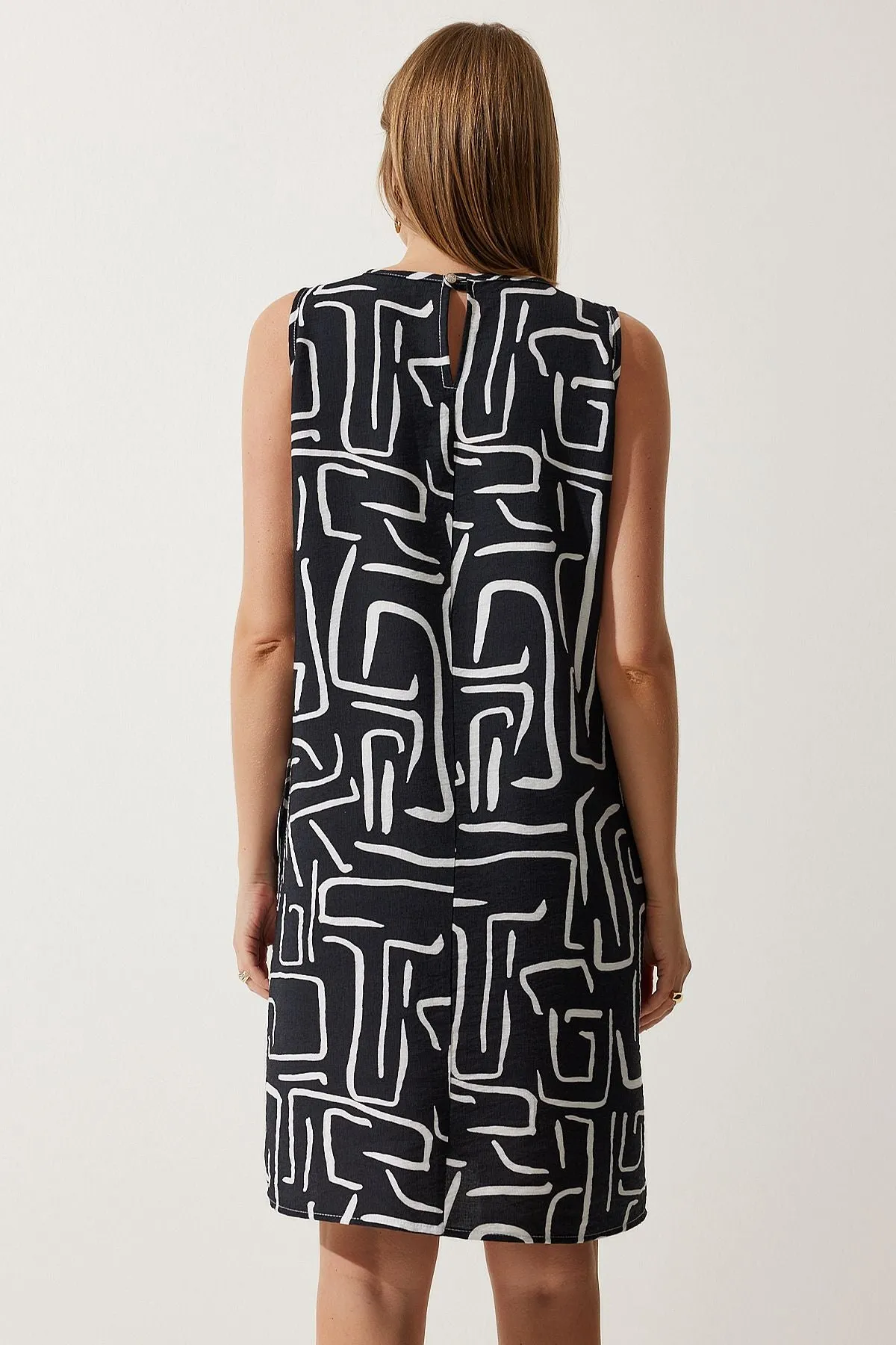 Woman Live Black Patterned Summer Bell Dress BV00053