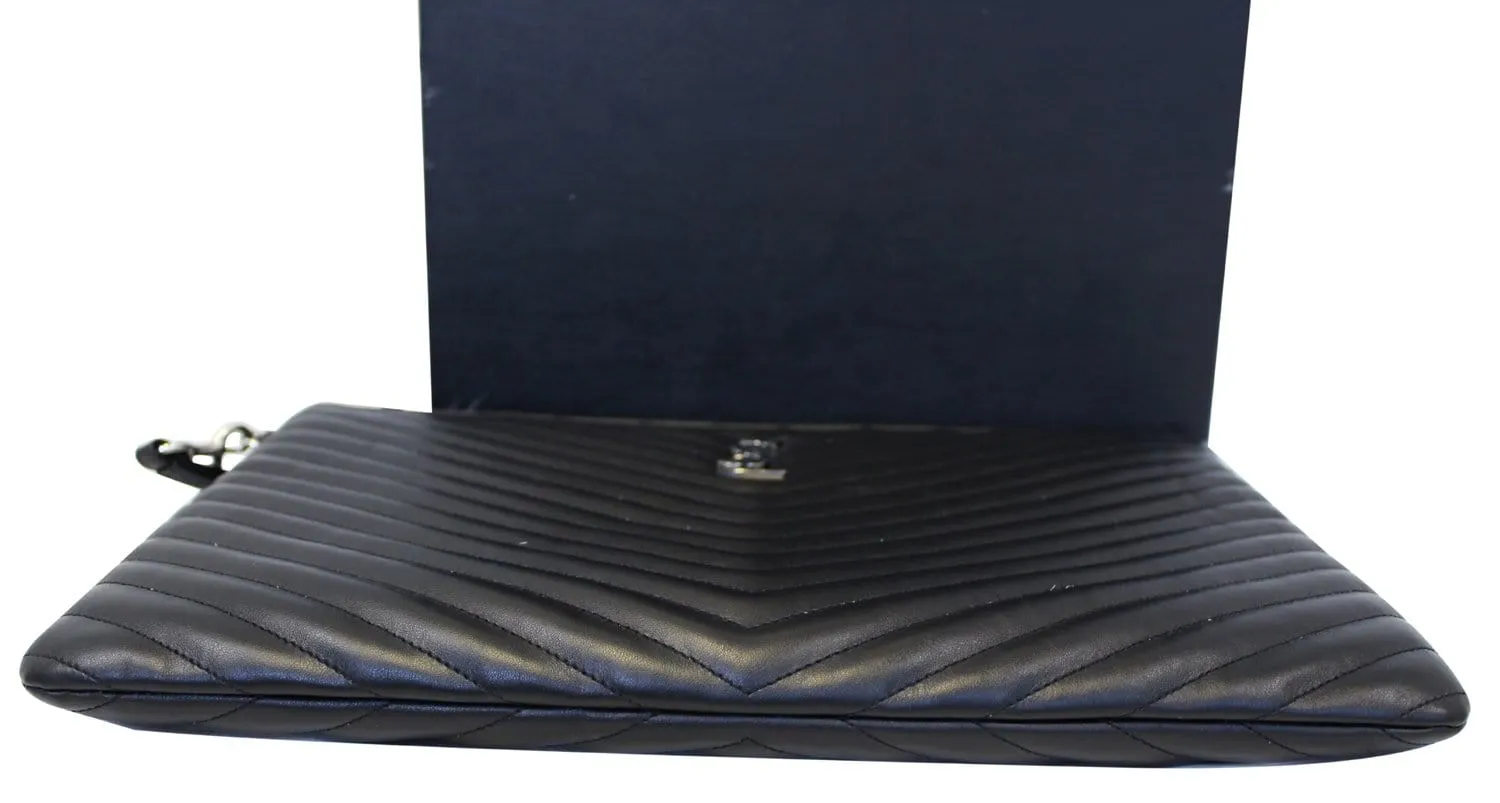 YVES SAINT LAURENT Monogram Black Leather Document Holder Clutch