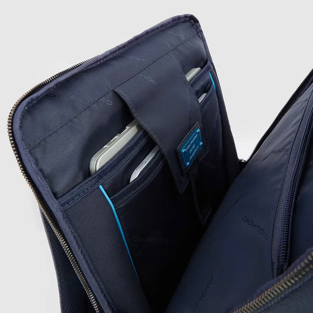 Zaino Piquadro in Pelle Porta PC 15,6'' e Porta Ipad con Cavo Modus Special Blu