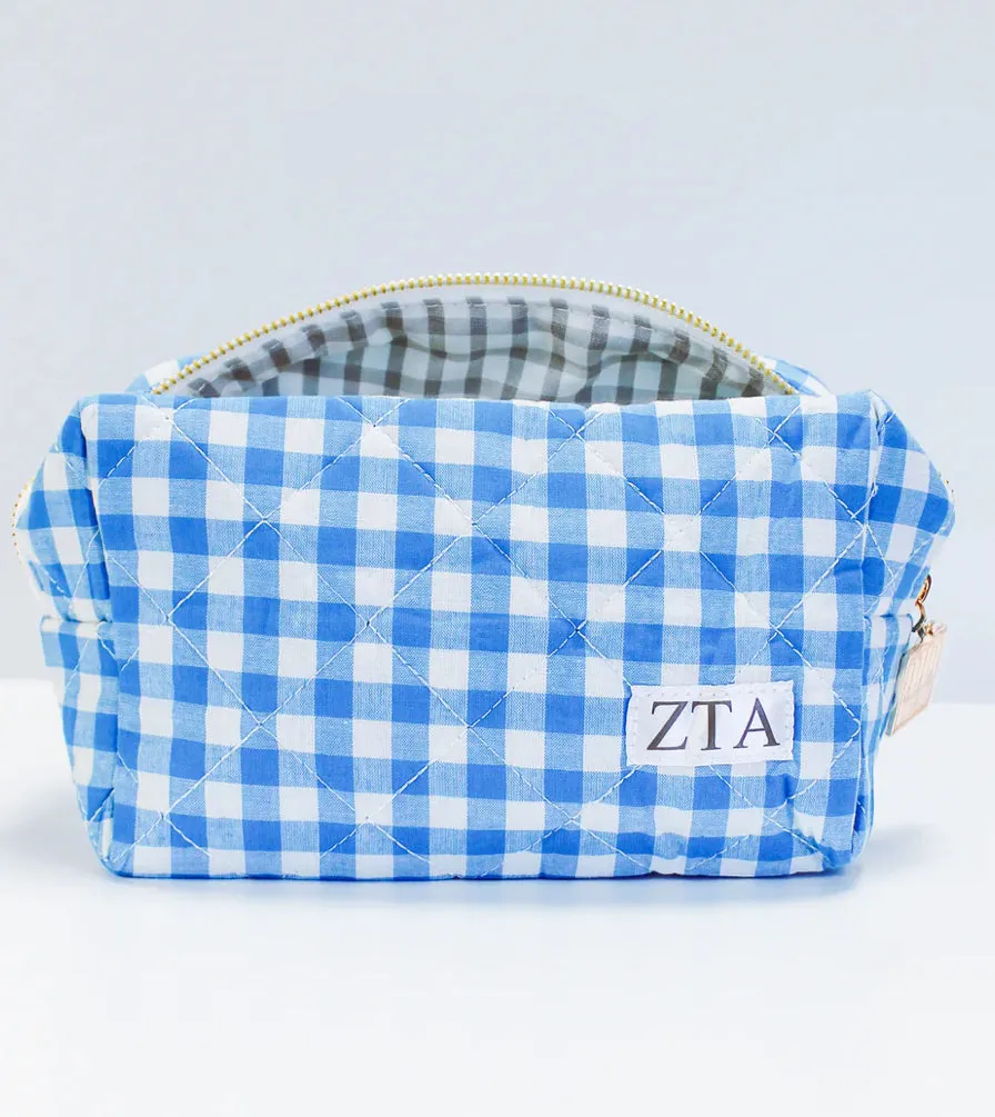 Zeta Tau Alpha Gingham Makeup Bag